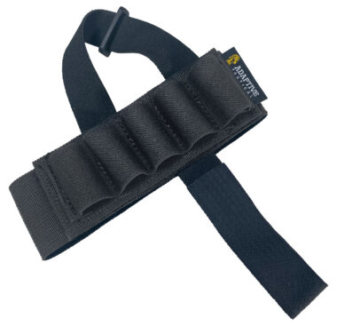 ADAPTIVE TACTICAL AT06400 Stock Mounted Shell Carrier  5rd Shotshells Removable Black Nylon Non Slip Loops Adj. Stock Fit